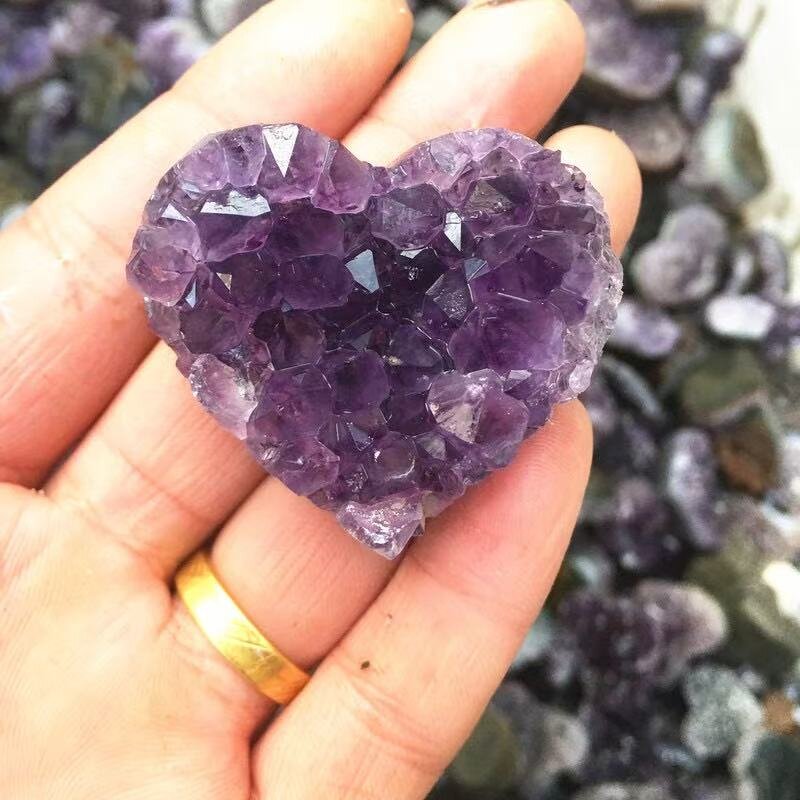 Amethyst Cluster Heart Specimen Manufacturer - Natural Raw Stone Polished Ornament for Home Decor Handmade
