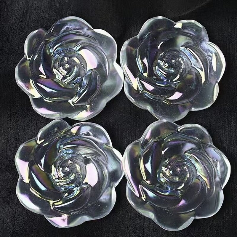 Electroplated White Smelted Crystal Jade Manufacturer - Polished Rose for Valentine's Day Gift Decorative Craft
