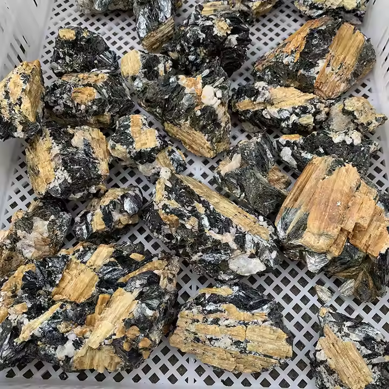 Biotite Tourmaline Crystal Specimen Manufacturer - Wholesale Uncommon Natural Yellow Mineral Black Mica Sheet for Healing