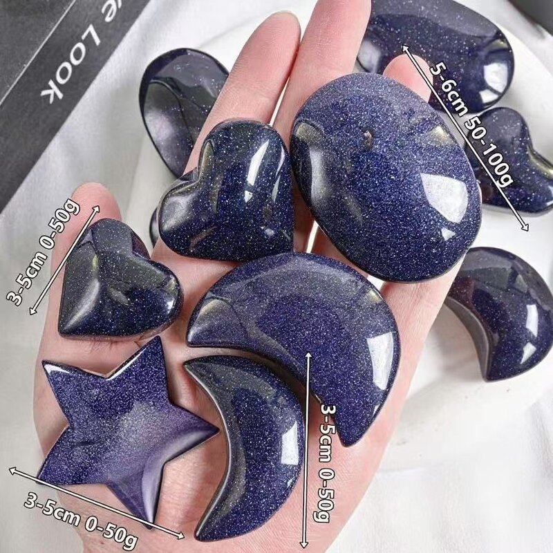 Blue Sandstone Crystal Crafts Manufacturer - for Home Decor Handheld Ornaments Display Stones