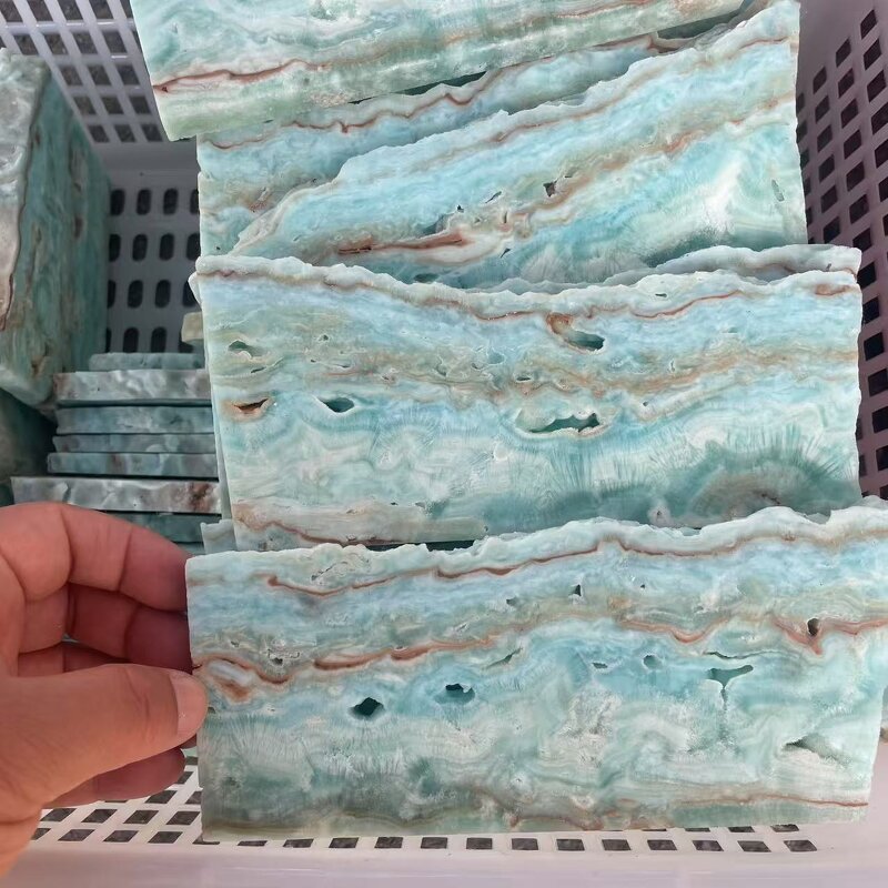 Blue Hemimorphite Slab Manufacturer - Wholesale High Quality Reiki Crystal Slice for Fengshui Stone Decoration