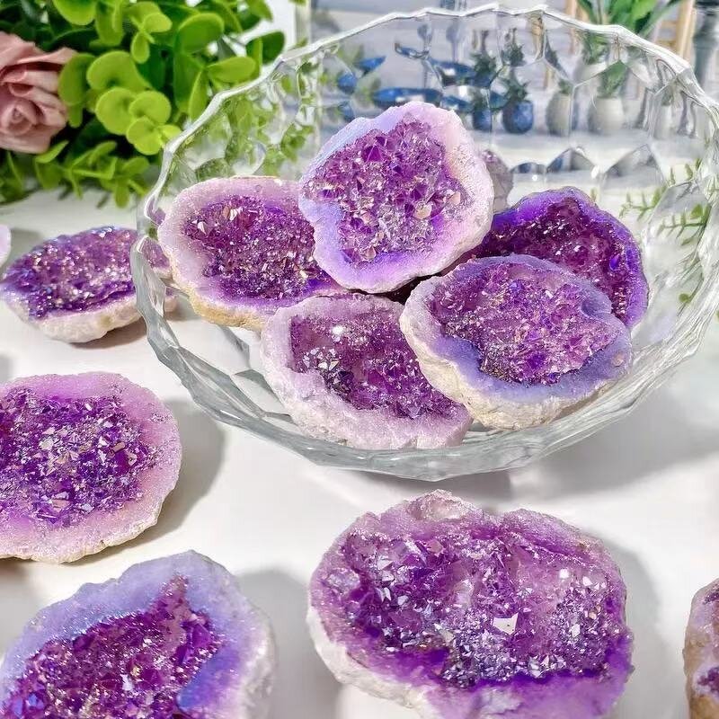 Purple Geode Crystal Ore Manufacturer - Natural Raw Stone Electroplated for Decoration