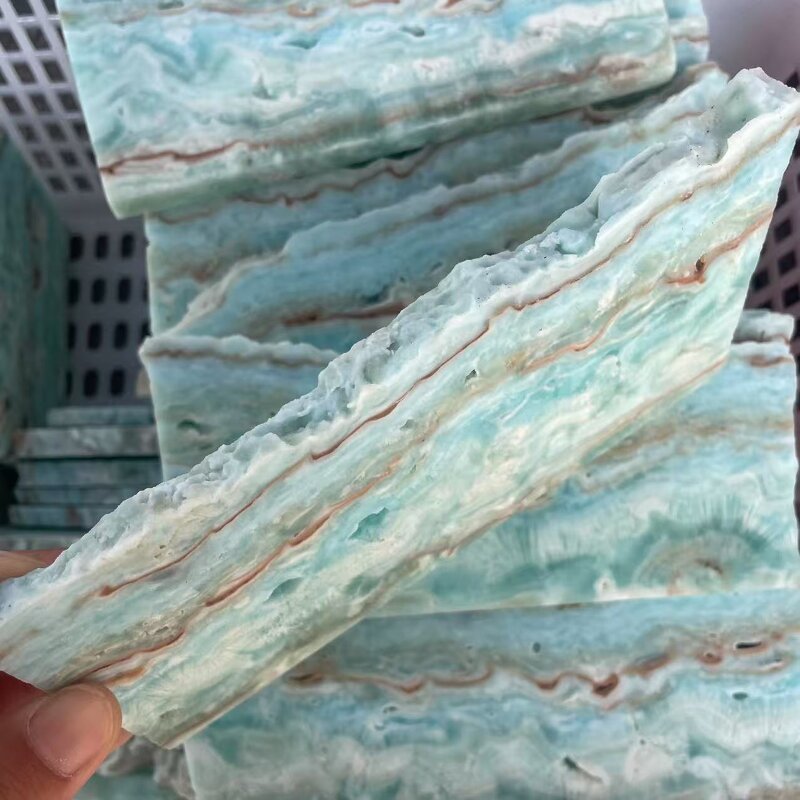 Blue Hemimorphite Slab Manufacturer - Wholesale High Quality Reiki Crystal Slice for Fengshui Stone Decoration