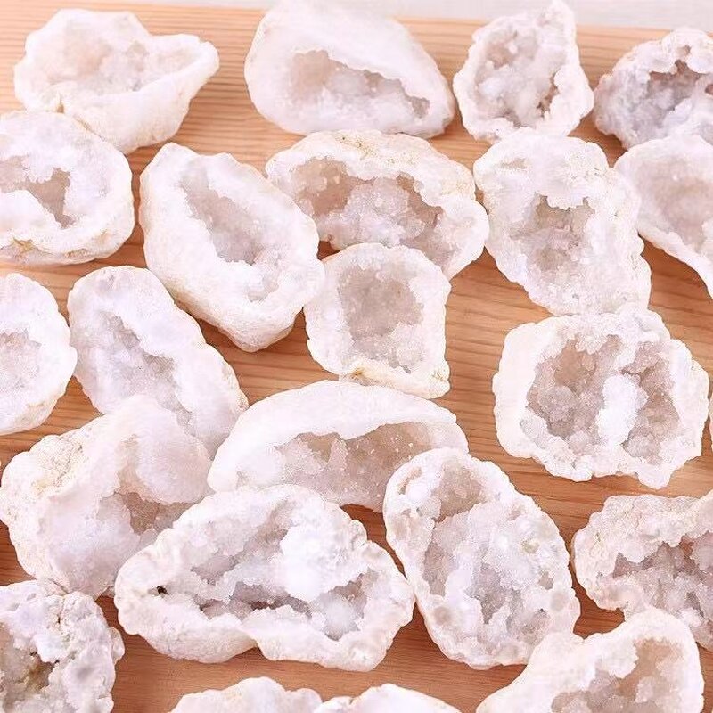 White Moroccan Hollow Agate Geode Manufacturer - Natural Raw Stone Cut Mineral Specimen Ornament