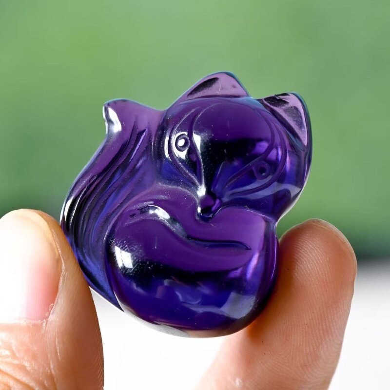 Mini Amethyst Carved Fox Pendant Manufacturer - Ready Hanging Decoration Gift