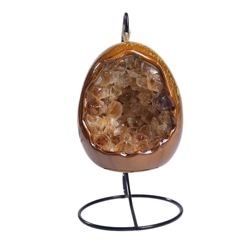 Amethyst & Citrine LED Night Light Manufacturer - Natural Dinosaur Egg Home Decor Ornament