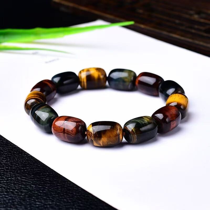 Tiger's Eye Stone Bracelet Manufacturer - Three-Color Natural Fortune Bead Yellow Red Wood Turned Colors Raw Jewelry