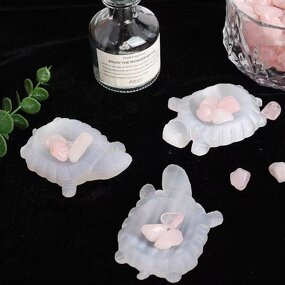 Crystal Gypsum Little Turtle Bowl Manufacturer - Natural Base Demagnetization for Home Desktop Decoration