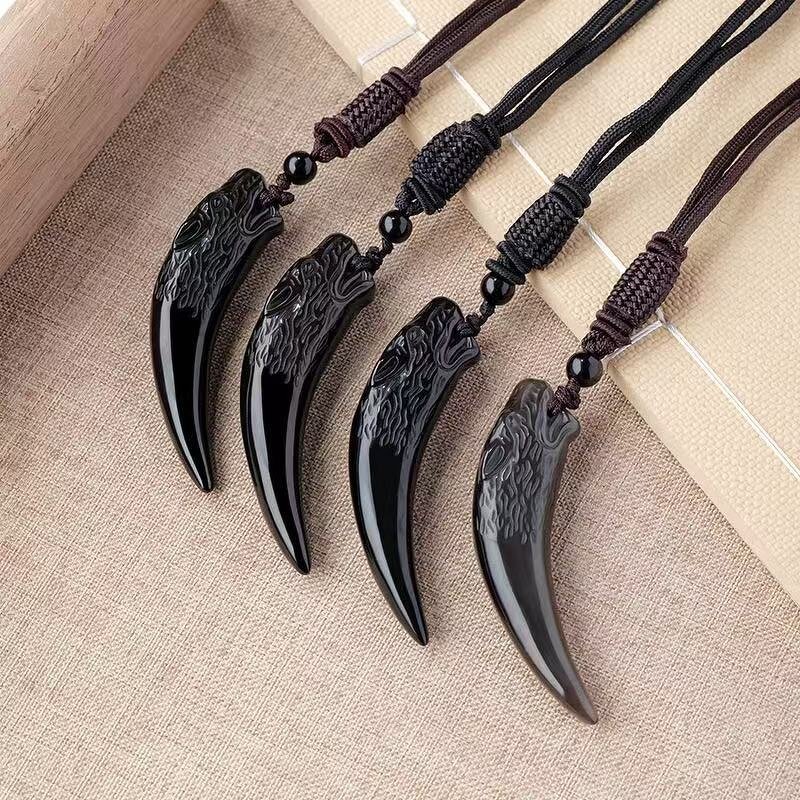 Obsidian Wolf Head Pendant Manufacturer - Personalized Crystal Craft Accessory