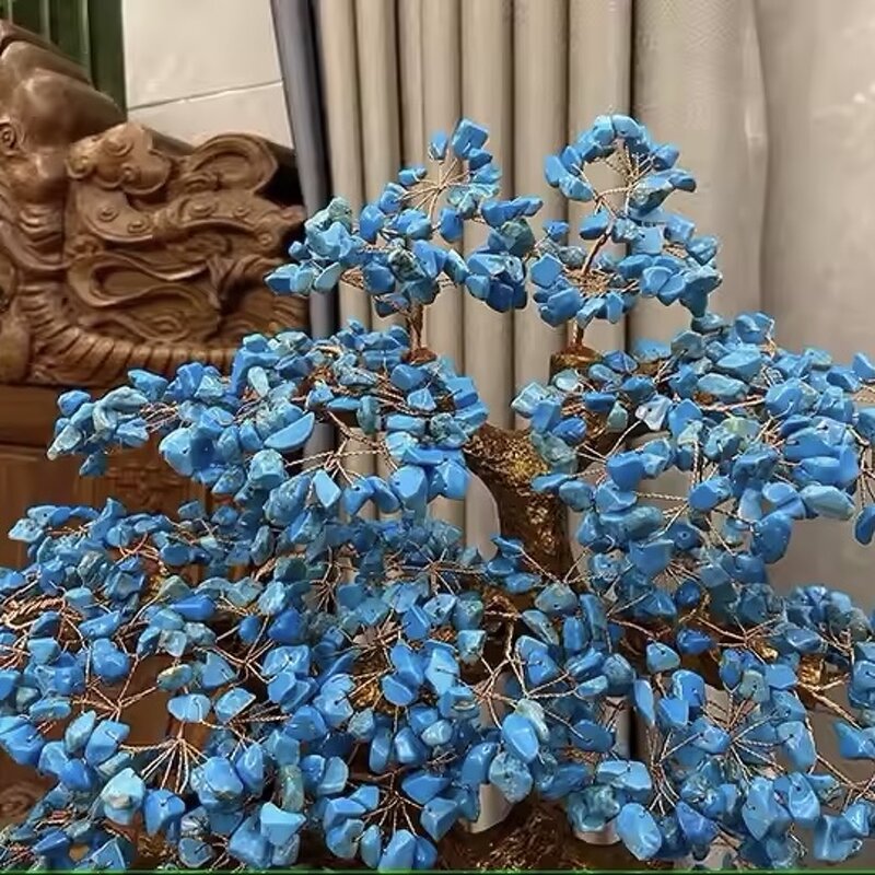 Blue Wealth Tree Manufacturer - Large Fengshui Decoration Gifts Natural Calaite Stone Polished Crystal Mascot