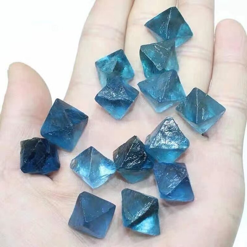 Blue Fluorite Octahedral Ore Specimen Manufacturer - Natural Crystal Polished Business Gift Model for Feng Shui Angel Mascot