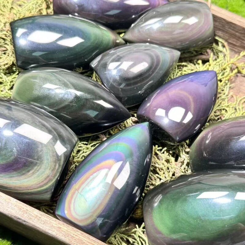 Rainbow Obsidian Decor Manufacturer - Natural Crystal Water-Drop Flame Hand-Carved Polished for Home Ornament Business Gift