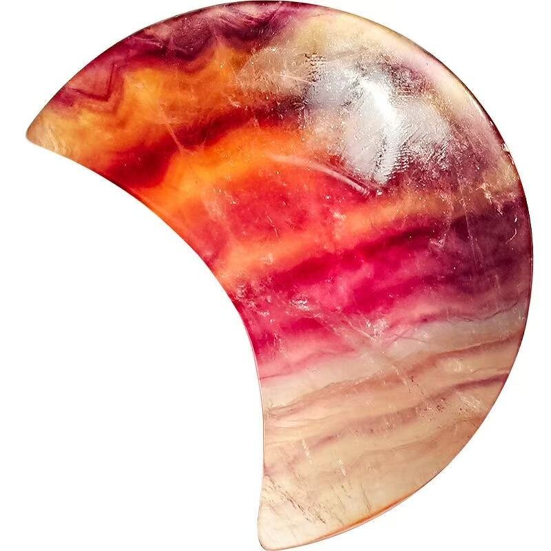 Fluorite Moon Ornament Manufacturer - Natural Colorful Handheld Home Decoration Crystal Craft Original Stone