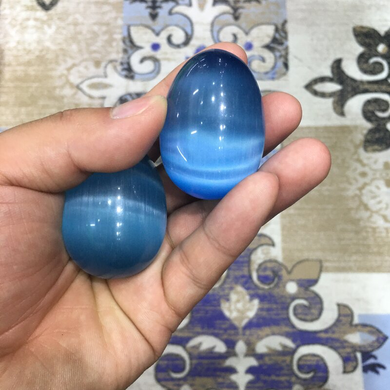 Sky Blue Cat's Eye Stone Egg Manufacturer - Wholesale Shaped Specimen Gemstone Crystal Massage Yoni Egg