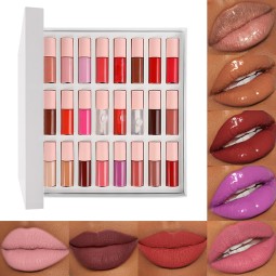 Lip Gloss Set Factory - 24pcs/set Glossy Matte Mini Lip Gloss Kit