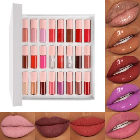 Lip Gloss Set Factory - 24pcs/set Glossy Matte Mini Lip Gloss Kit