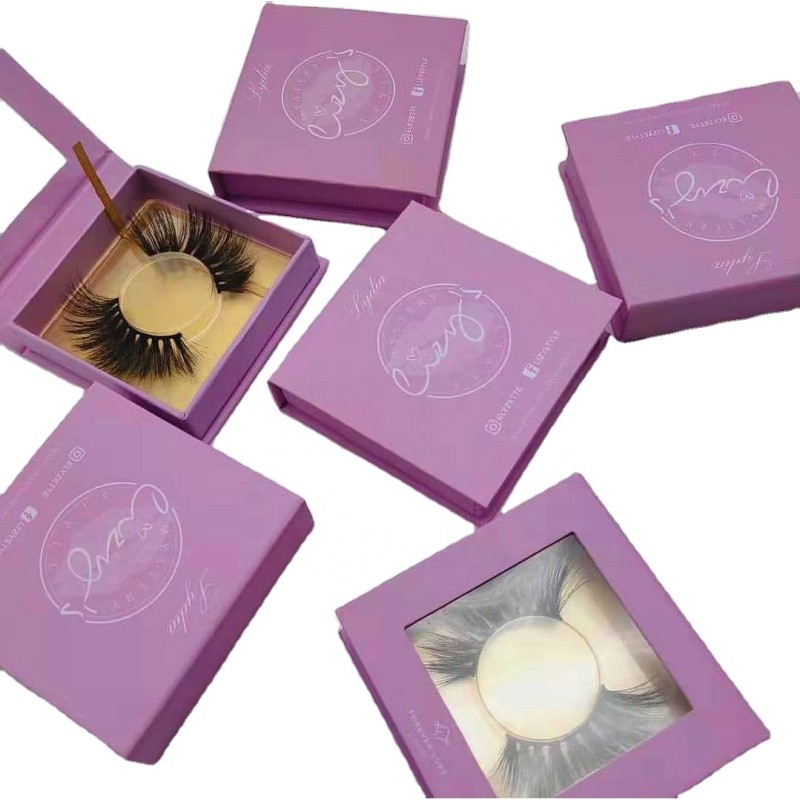 Purple Eyelash Box Manufacturer - Customizable Logo 15mm-28mm Natural