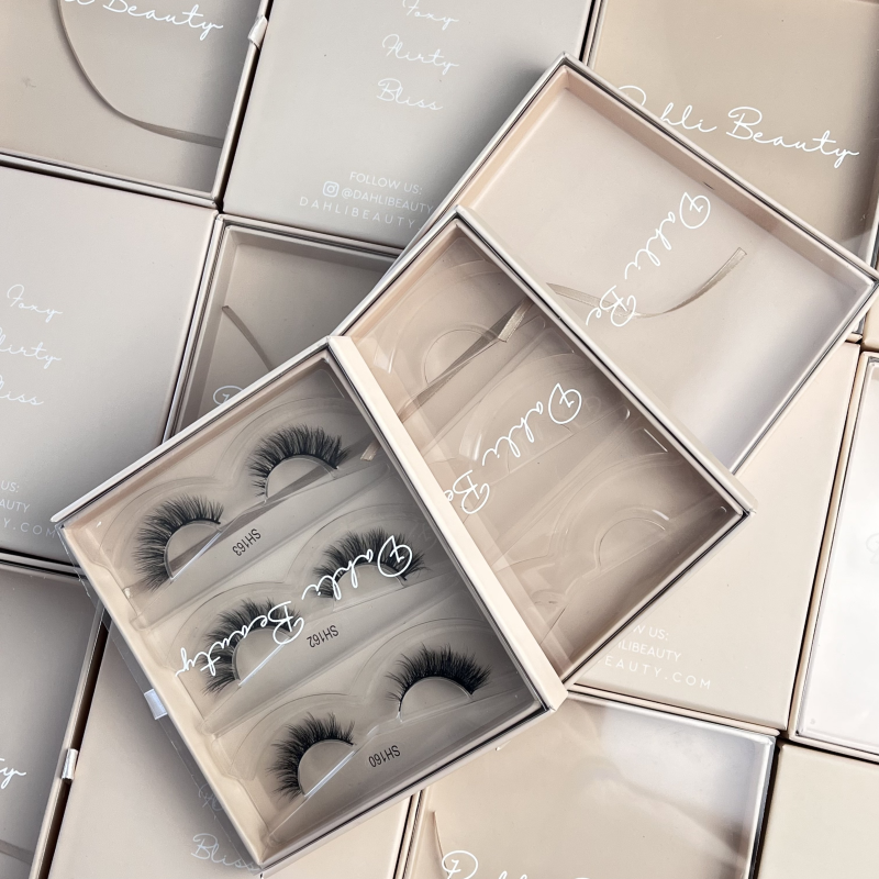 Lash Packaging Box Factory - Custom Nude Colors 3 Pairs 3D Faux Mink