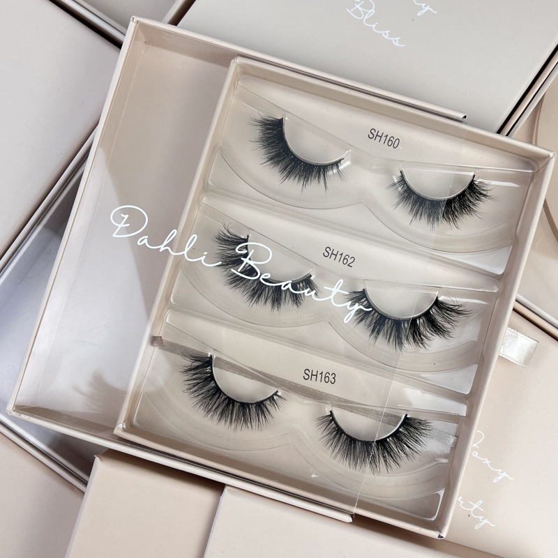 Lash Packaging Box Factory - Custom Nude Colors 3 Pairs 3D Faux Mink