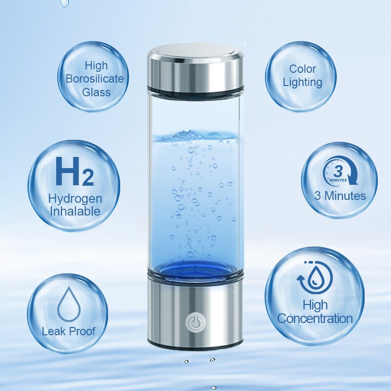 Hydrogen Ionizer Water Bottle Manufacturer - Father Mother Birthday Gift Second Generation 14oz Rechargeable Spe Pem Electrolysis Alkaline H2