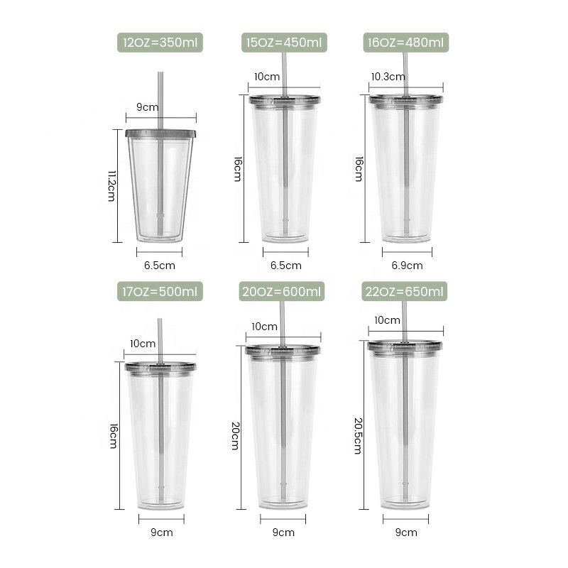 Boba Milk Tea Plastic Tumbler Manufacturer - Custom Logo Advertising Gift Reusable 16oz 480ml Bpa Free Transparent with Colorful Straw Lid