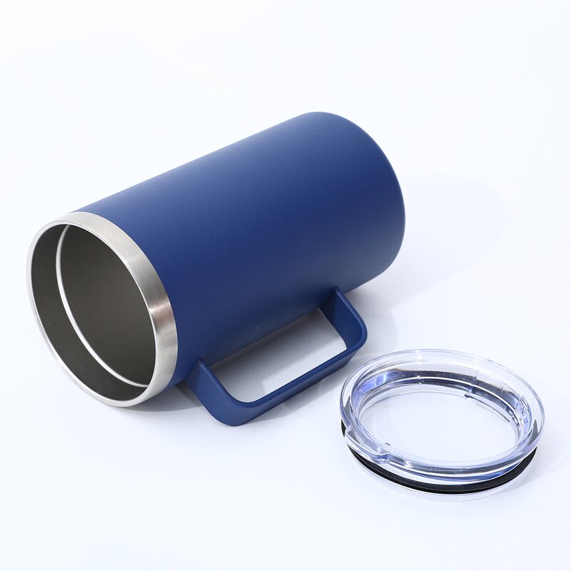 Travel Coffee Mug Manufacturer - Gift Item for Small Business 24oz Yellow Double Wall Vacuum Insulated Stainless Steel with Handle Lid