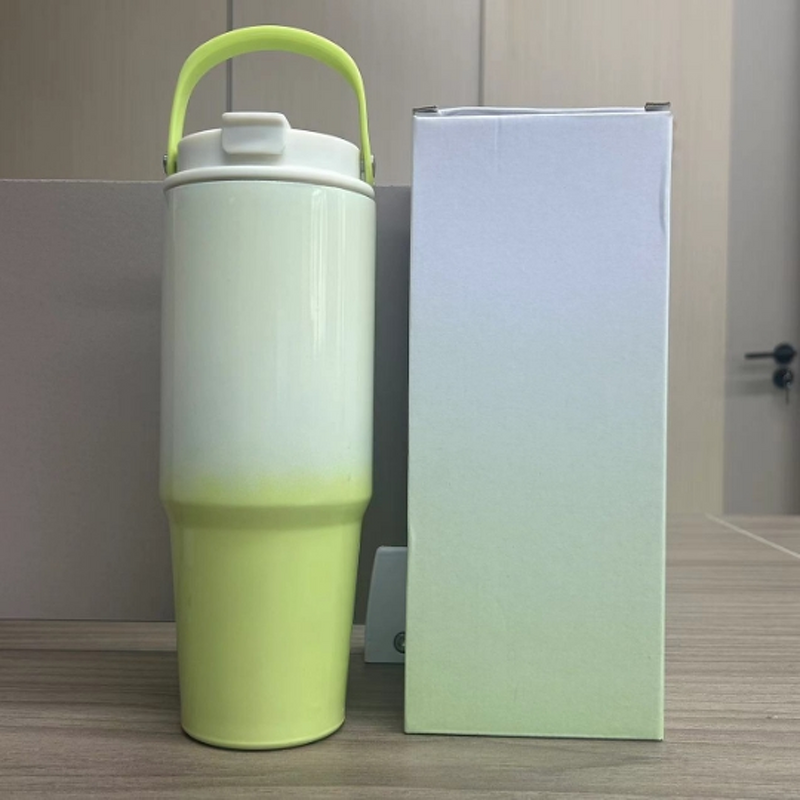 Travel Coffee Tumbler Manufacturer - Custom Print Eco-Friendly Stainless Steel Outdoor Portable 30oz Gradient with Straw Handle