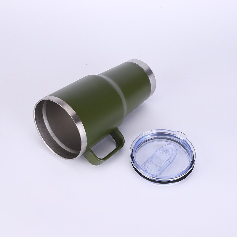 Travel Tumbler Manufacturer - Promotional Festival Gifts 30oz Army Green Stainless Steel Insulation Vacuum Handgrip for Milk Beer Coffee
