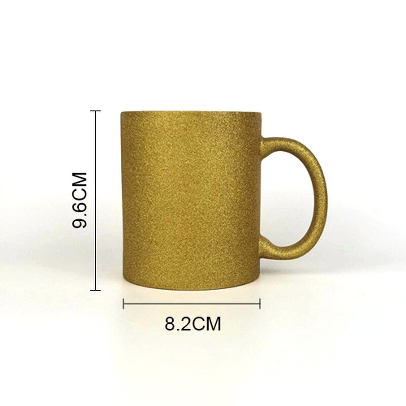 Porcelain Ceramic Tea Cup Manufacturer - Hot Selling 11oz DIY Blank Gold Two Tone Sublimation Glitter Powder for Milk Coffee