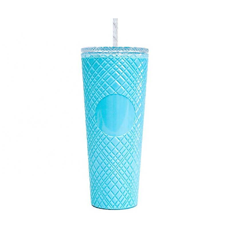 Studded Tumbler Cup Manufacturer - Promotional Gift Item 24oz Biodegradable Bling Light Blue for Milk Tea Coffee