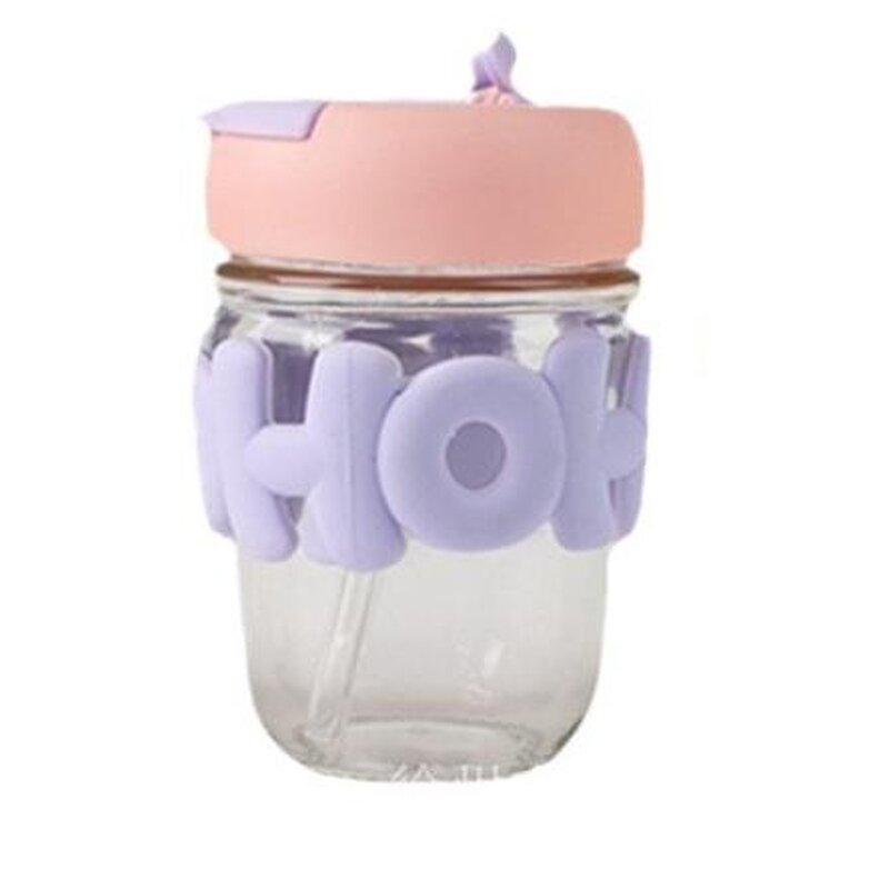 Coffee Juice Glass Tumbler Manufacturer - Promotional Gift Cute Ins Style 12oz Hoho with Straw and Pearl Chain
