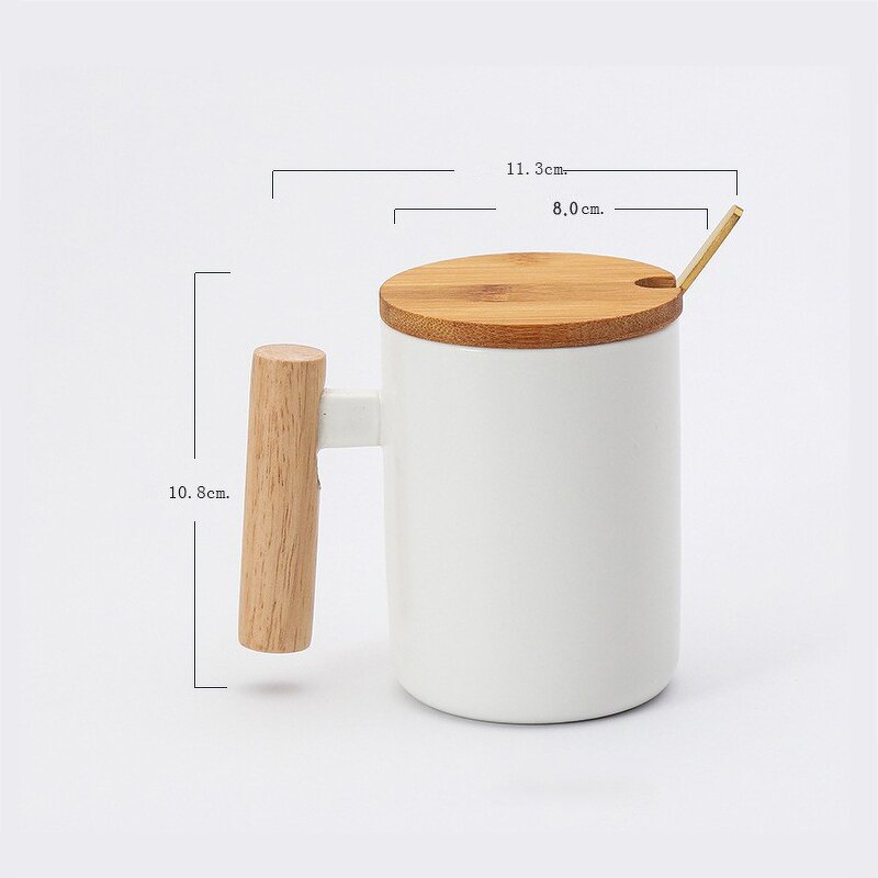 Ceramic Tea Coffee Mug Manufacturer - Custom Logo Promotional Gift 12oz White Blank Pottery for Sublimation with Bamboo Lid Spoon