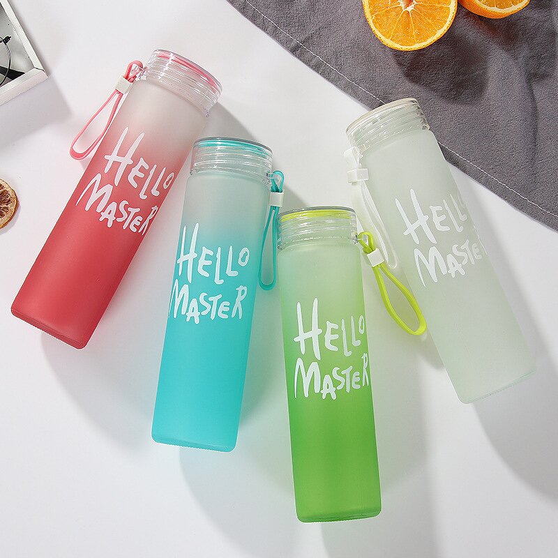 Glass Water Bottle Manufacturer - Wholesale 400ml Portable Frosted Gradient with Lid and String Direct Drinking Promotional Giveaway