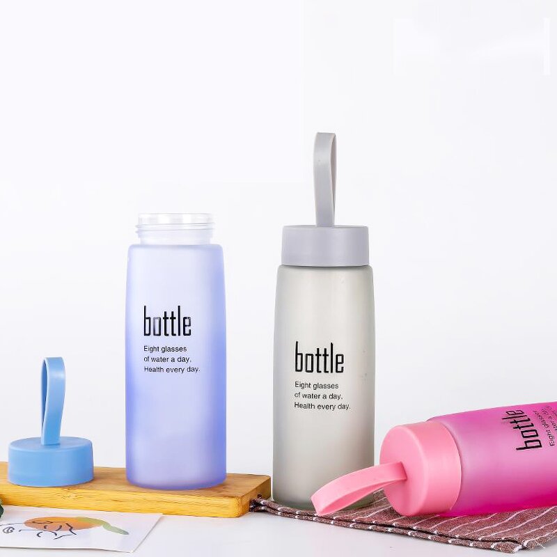 Frosted Water Bottle Manufacturer - 16oz Red Portable Marketing Advertising Gift for Juice Tea Drinking with String Lanyard