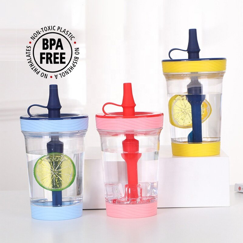 Kids Plastic Tumbler Manufacturer - Korean Style 500ml Leakproof Double Walled Cold Brew Coffee Boba with Straw Lid