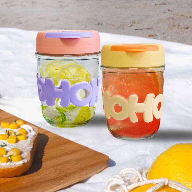 Coffee Juice Glass Tumbler Manufacturer - Promotional Gift Cute Ins Style 12oz Hoho with Straw and Pearl Chain