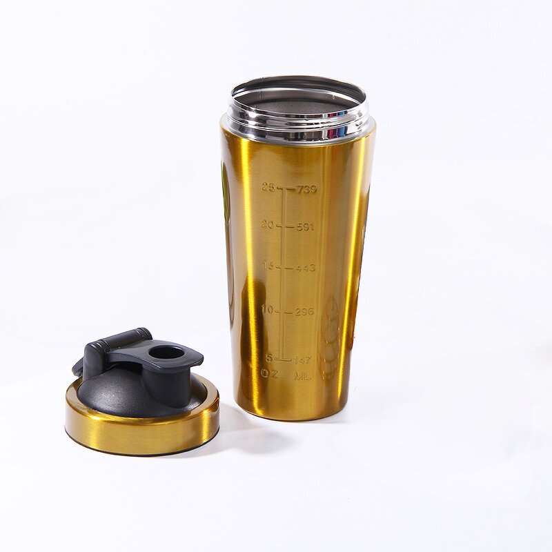 Gym Coffee Protein Shaker Manufacturer - Wholesale 500ml Single Wall Stainless Steel Water Bottle Leakproof with Volume Marker Promotional