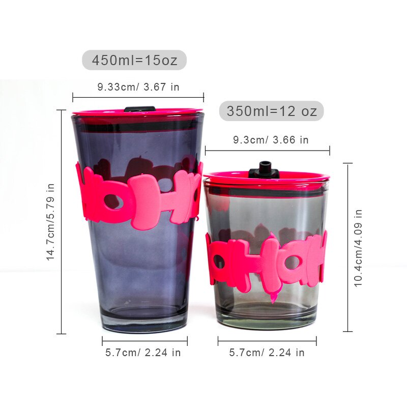 Glass Juice Coffee Cup Manufacturer - New Arrival Holiday Gift 350ml Lover's Bpa Free Plum with Lid Straw Eco-Friendly Modern