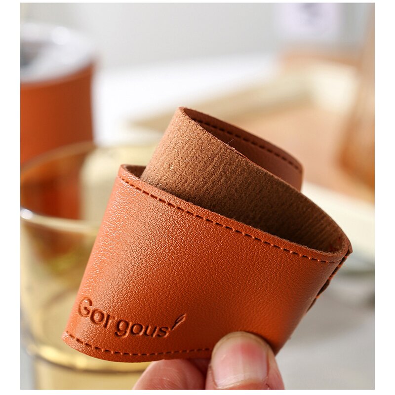 Glass Tumbler Manufacturer - INS Style Home 13oz with Leather Lid Cap Straw for Coffee Milk Juice