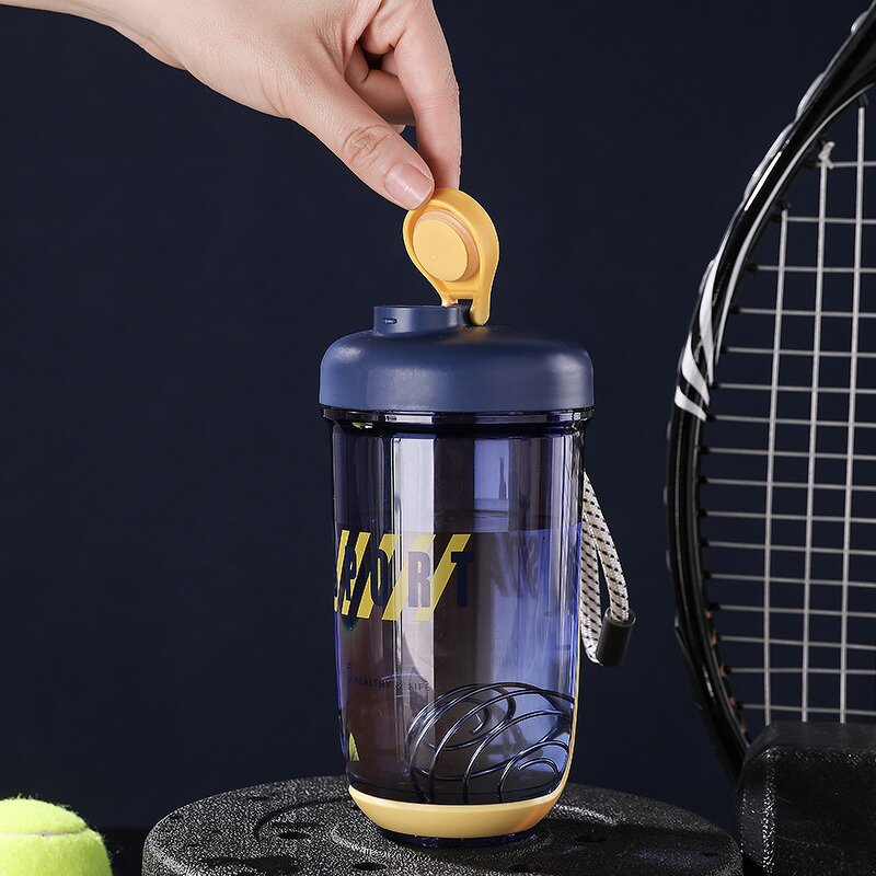 Protein Tumbler Manufacturer - High Quality 20 oz Portable Green Clear Gym Sports Water Bottle Business Gift with Mixing Ball