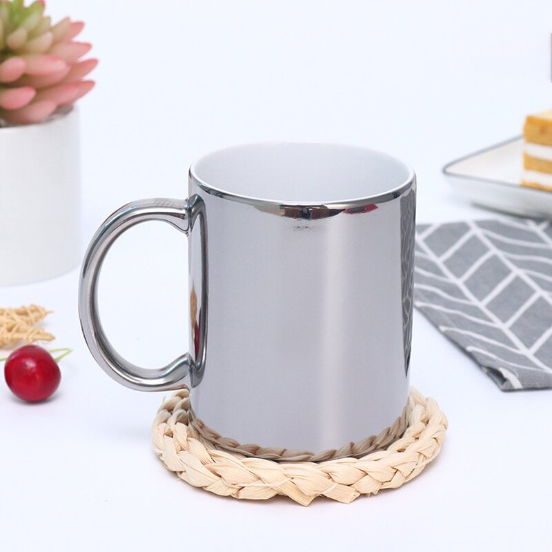 Ceramic Cup Mug Manufacturer - Wholesale DIY 11oz Blank Electroplated Iridescent Silver Gold Sublimation Printing Glaze