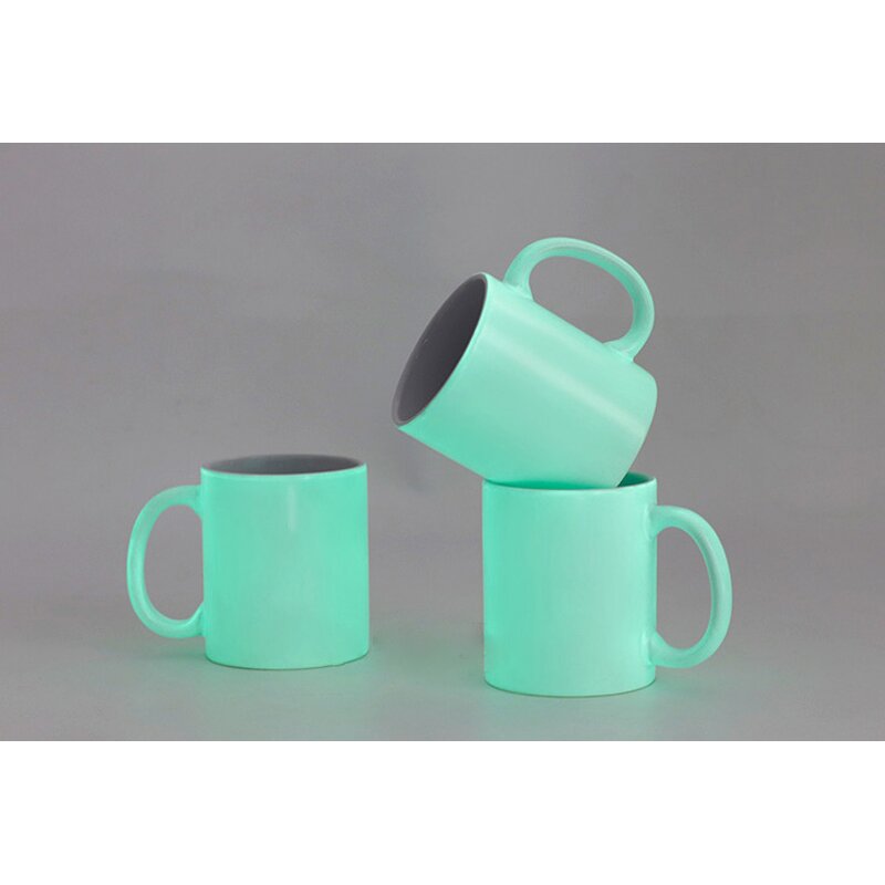 Ceramic Milk Coffee Cup Manufacturer - Customized 11oz DIY Blank White Glow in Dark Luminous Sublimation with Handle