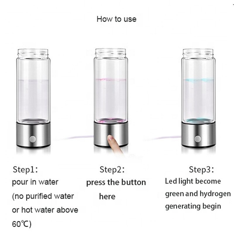 Hydrogen Rich Generator Water Bottle Manufacturer - Wholesale Business Gift USB Rechargeable 3Min Quick Electrolysis Glass for Healthcare