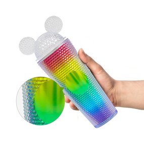 Studded Cups Tumbler Manufacturer - 2024 DIY 750ml Cold Coffee Mug Plastic Double Wall Bling Studded Mouse Ears