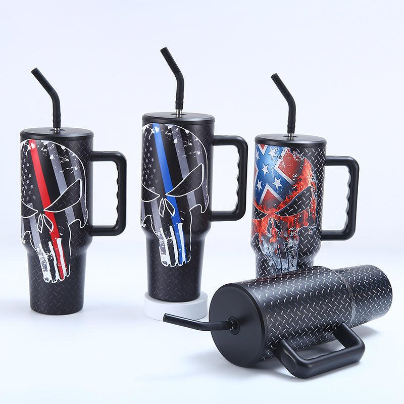 Coffee Travel Mug Manufacturer - Wholesale Bulk Custom Logo Insulated Double Wall 40 oz Stainless Steel with Straw Handgrip Lid BPA Free