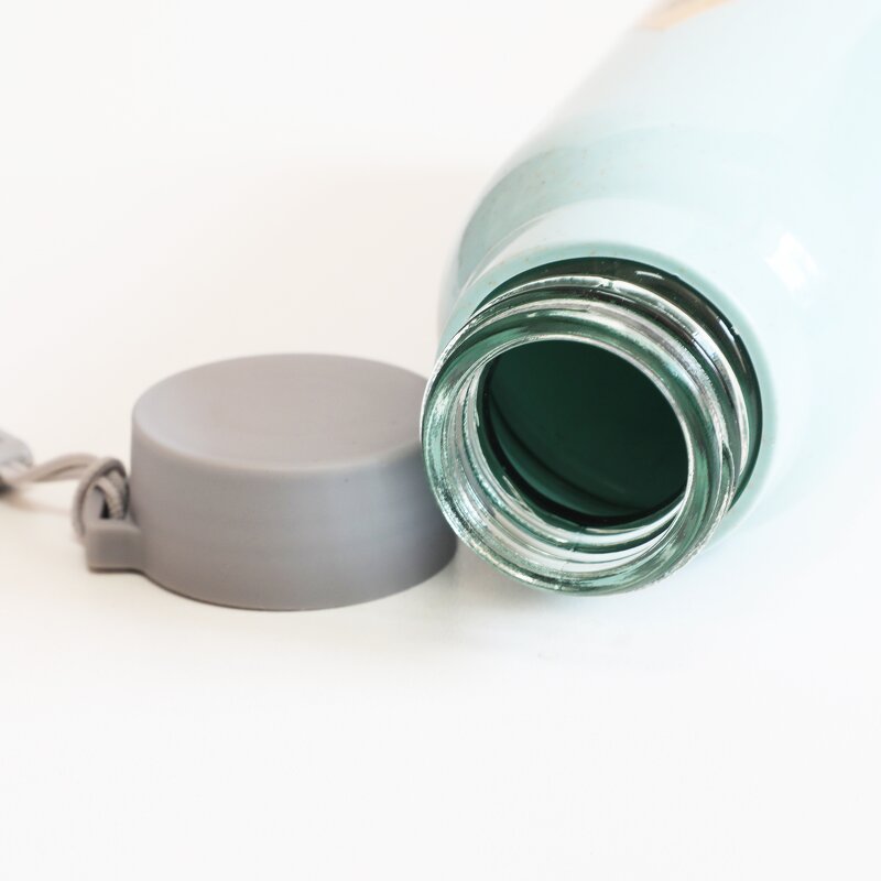 Wheat Straw Glass Water Bottle Manufacturer - High Quality Promotion Gift 12oz Bpa Free Portable Ivory Double Wall with Strap Logo