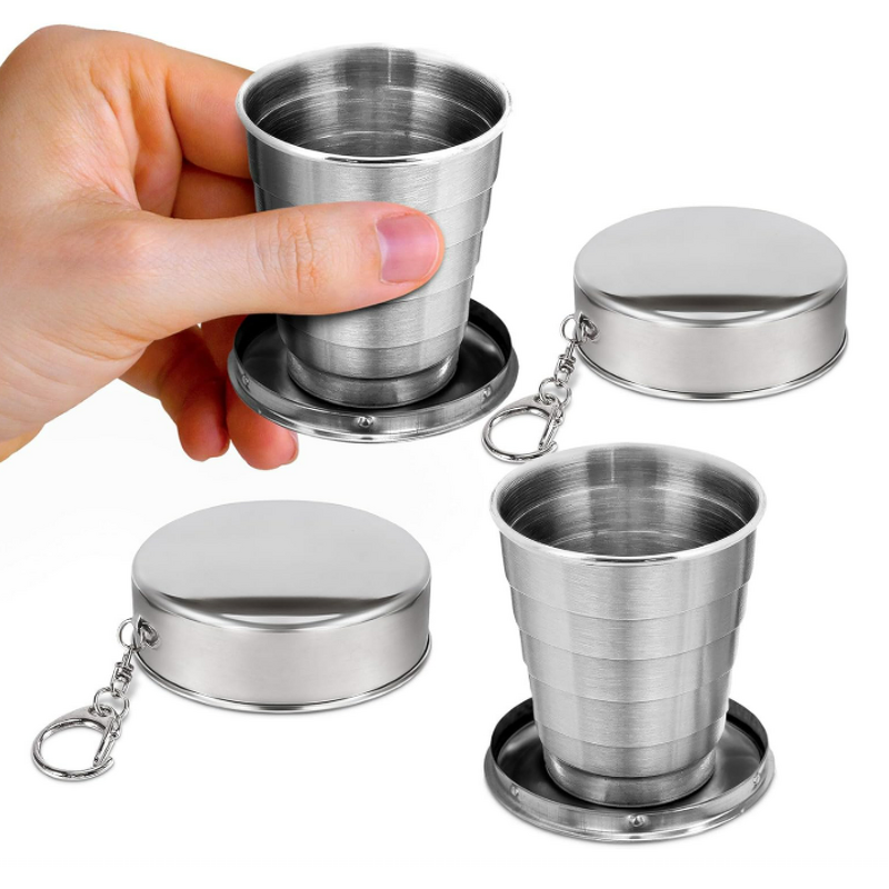 Collapsible Shot Cup Manufacturer - Custom Logo Mini Reusable Giveaways Portable Outdoor Travel 2oz 5oz 8oz Keychain Stainless Steel