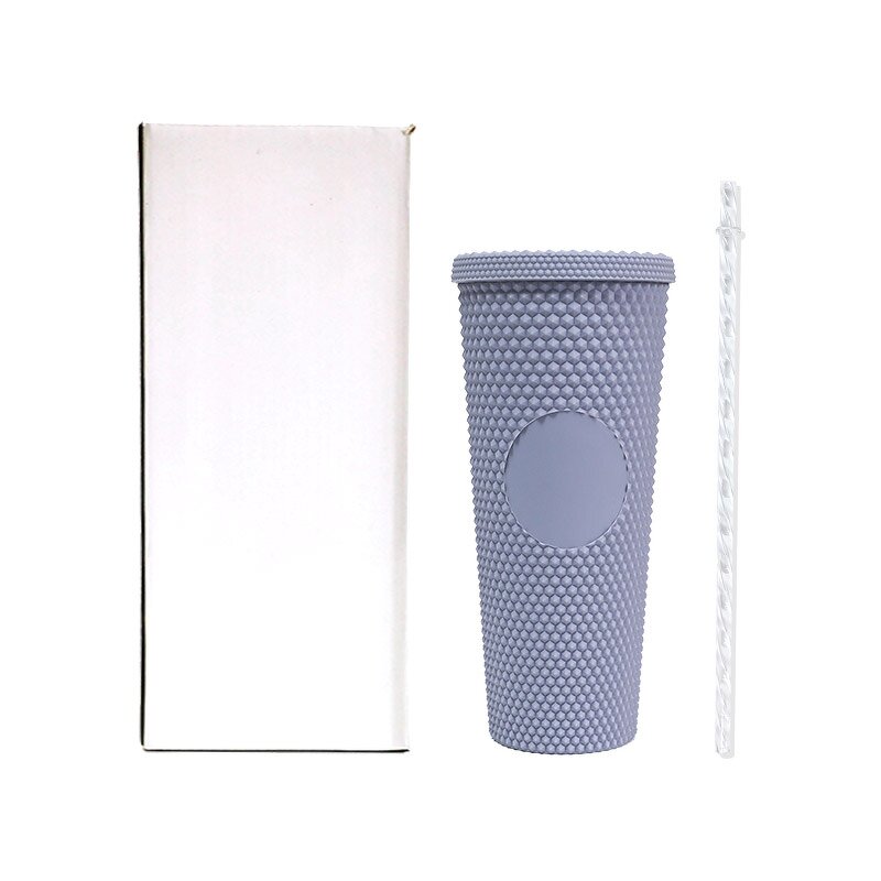 Studded Tumbler Cup Manufacturer - Festival Gift 24oz Matte Double Wall Grey for Milk Tea Coffee with Straw