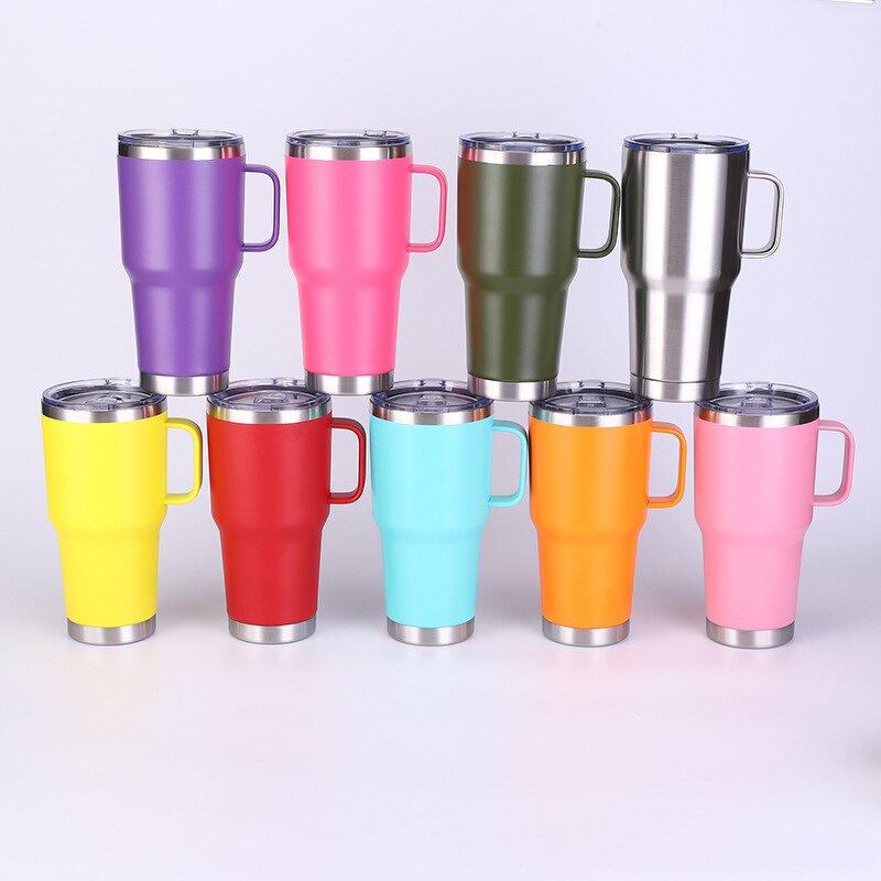 Travel Tumbler Manufacturer - Promotional Festival Gifts 30oz Army Green Stainless Steel Insulation Vacuum Handgrip for Milk Beer Coffee