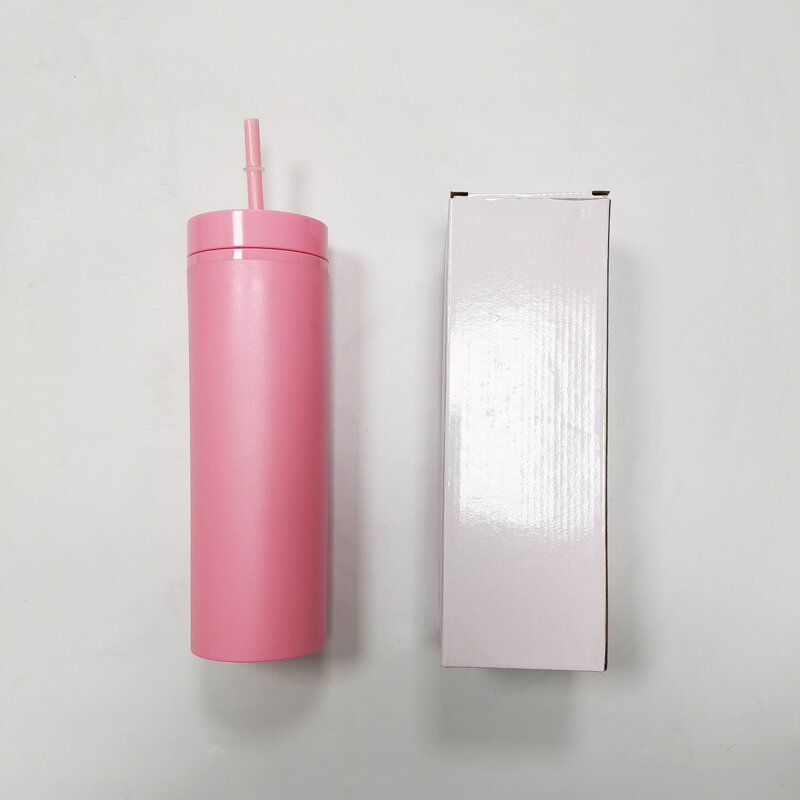 Acrylic Coffee Cup Tumbler Manufacturer - Custom Logo Promotional Gift Pink 16oz Bpa Free Skinny Leak-Proof Dishwasher Safe with Straw